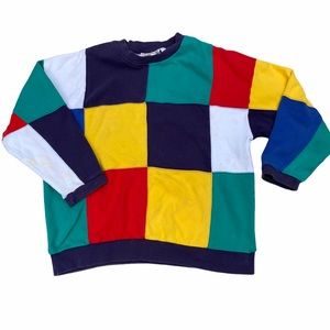 Vtg 90s Color Block Sweatshirt Y2K Lg